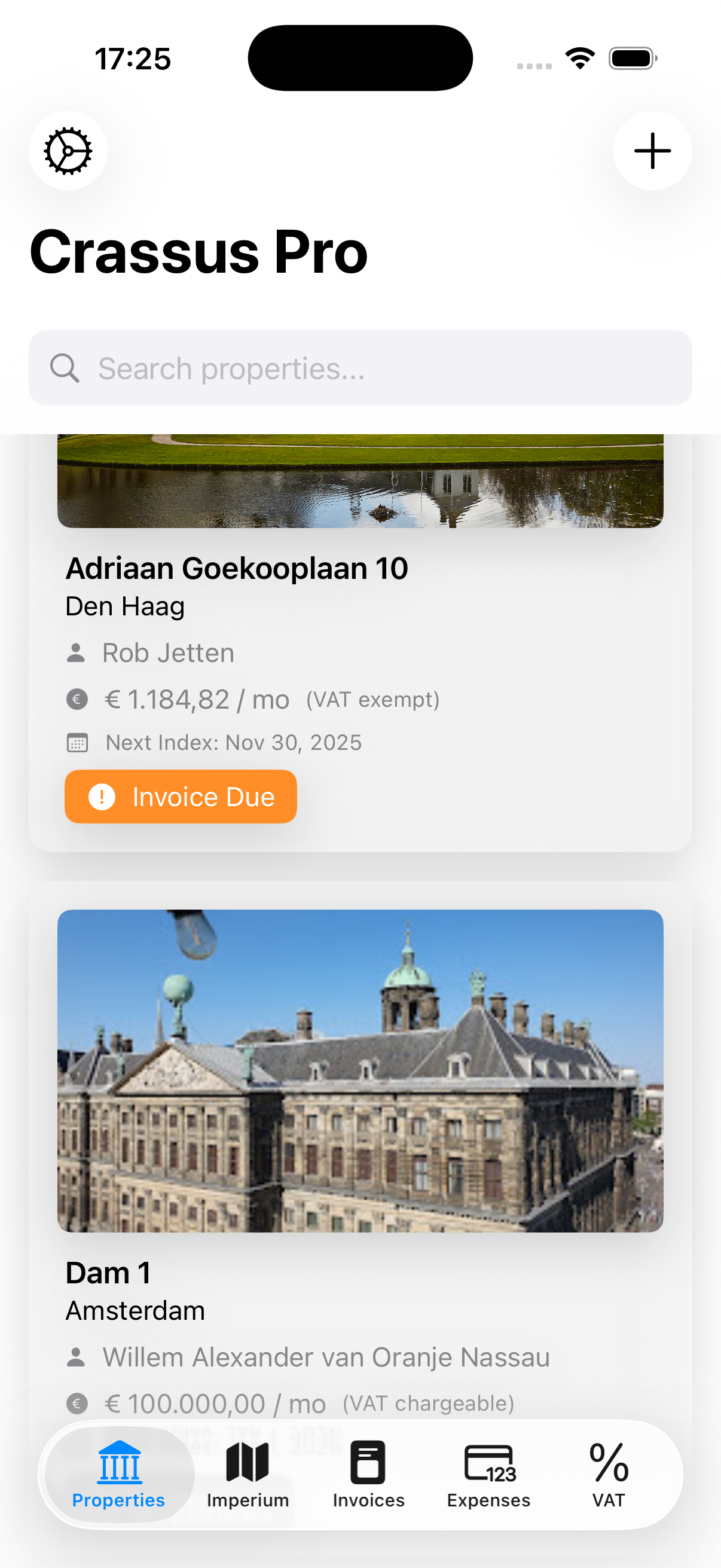 Property Dashboard showing key metrics and portfolio overview